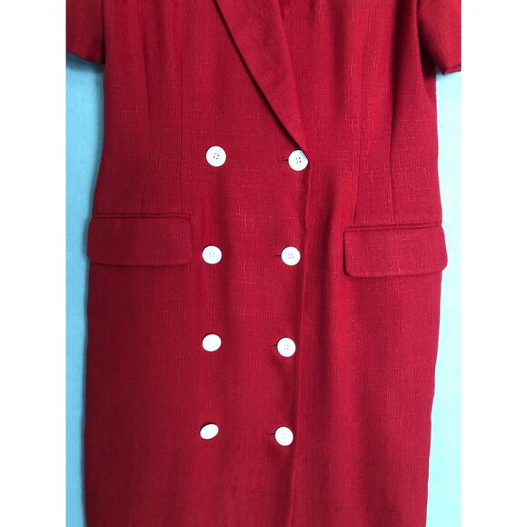 Kasper ASL Women's Size 12 Double Breasted Midi Dress Red - Picture 4 of 9